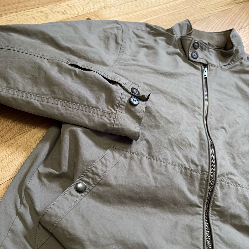 J. Crew Cruiser Harrington Bomber Canvas Jacket Tan Lined Full Zip Medium Mens - Picture 4 of 10